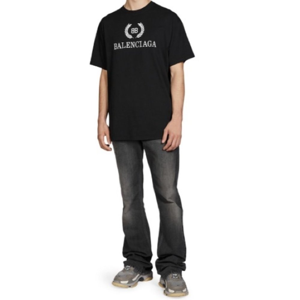 Balenciaga Crest Logo T-Shirt Black Logo Tee Shirt